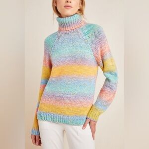 Anthropologie TLA rainbow turtleneck sweater sz xl